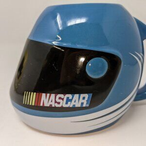 NASCAR Helmet Mugs Set Of 2 - Blue & Yellow Collectible Ceramic Cups